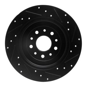 Ford Five Hundred Brake Rotor (1) - Rear Left - R1 Concepts - Drilled & Slotted - Black - `05-`19